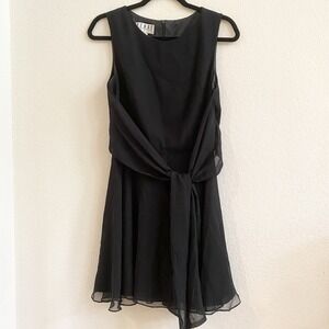 KENAR Fit & Flare Short Cocktail Sleeveless Black Wrap Tie  Dress Size 8‎